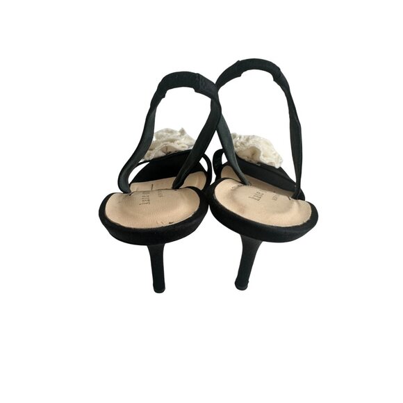 KATE SPADE Lucia Black Ivory Floral Slingback Heels Size 8 - Picture 4 of 6